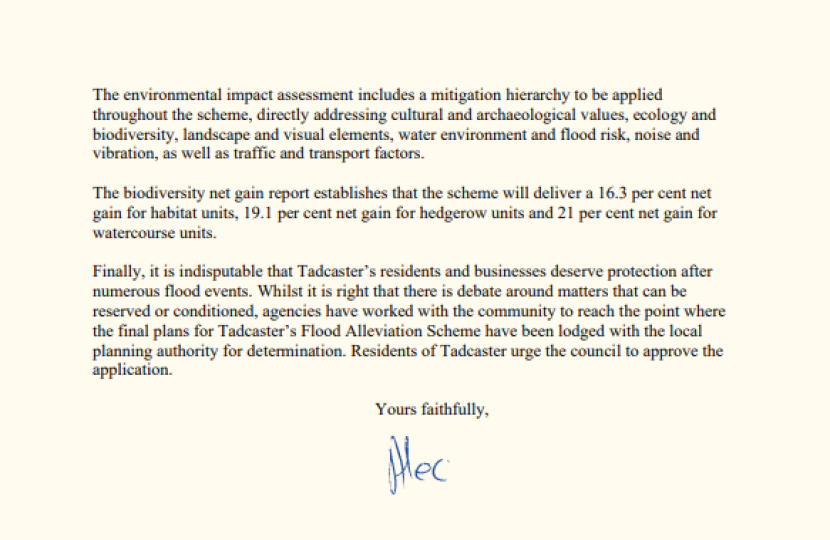 Tadcaster Flooding Letter 2